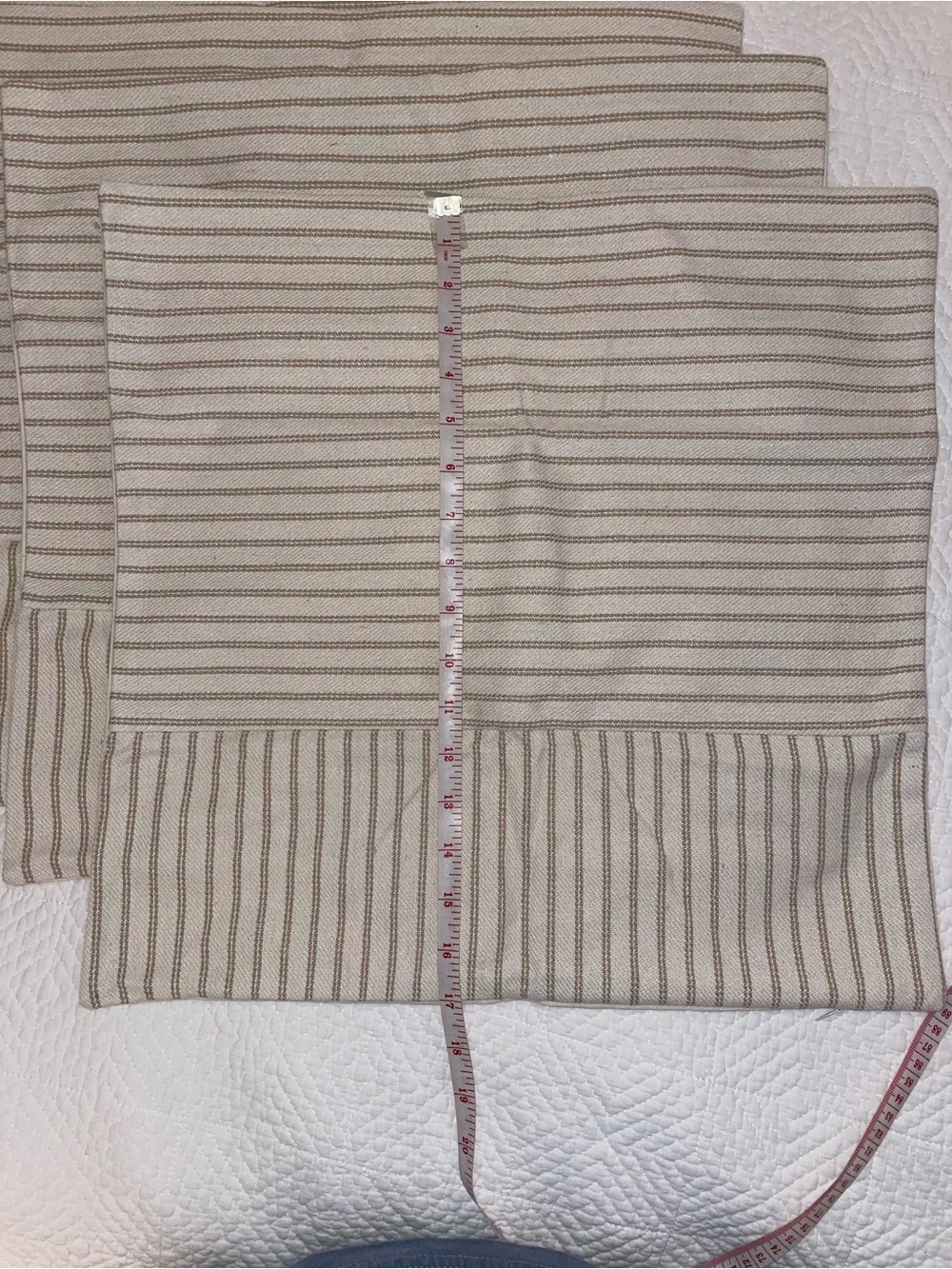 Set of 4 Neutral Stripe Cloth pillow covers. Beige and Cream